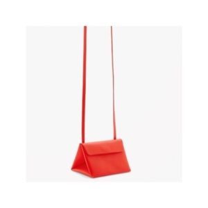 COS orangey red leather structured crossbody bag